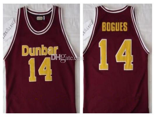#14 Tyrone Muggsy Bogues Dunbar Poets Basketball Jersey High School Retro Classic Mens Stitched Custom Number and name Jerseys