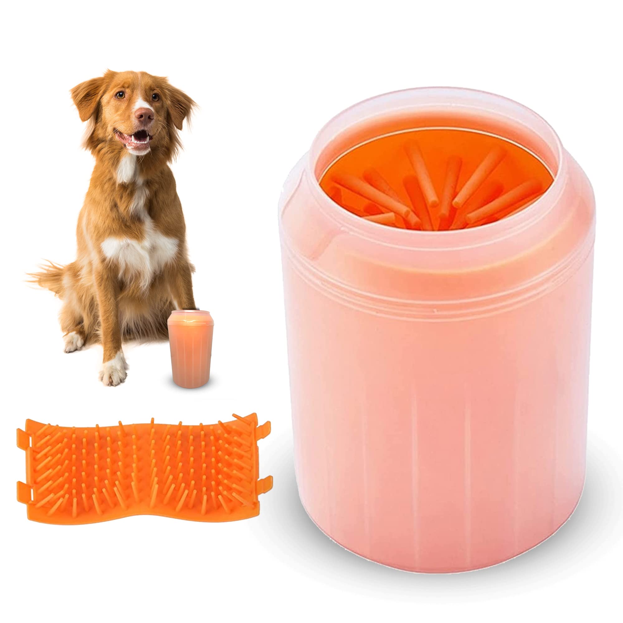 Paw Cleaner for Dogs Large Pet Foot Washer Cup 2 In 1 Portable Silicone Scrubber Brush Feet Large Breed Muddy Paw New Dog Essentials Doggie Owner Gifts Pet Gifts Owner